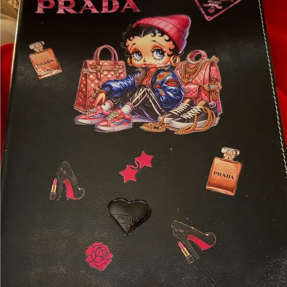 Leather Black Notebook with Vibrant Graphics